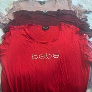 Bebe Women's Red and Burgundy Short Sleeve Tops
